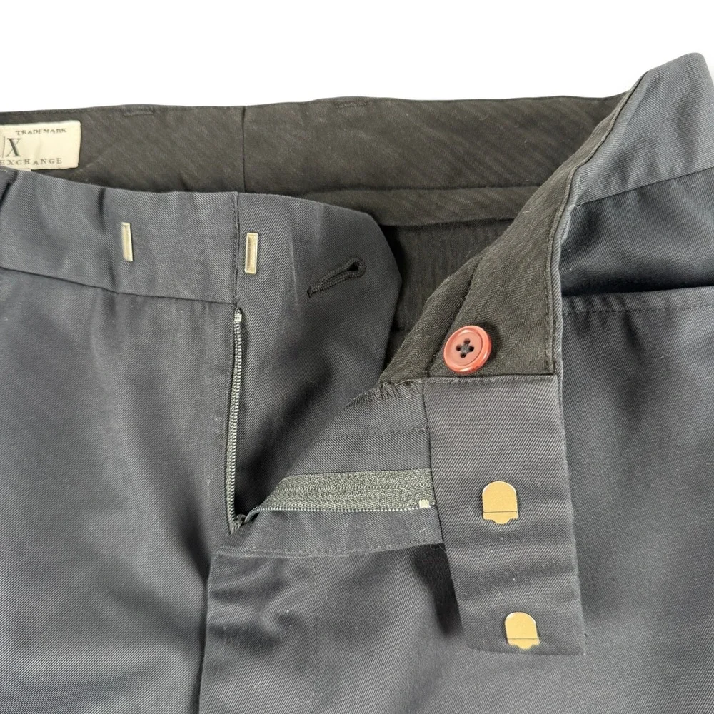 Armani Exchange Dress Pants‎ Womens 31 Black Flat Front Straight Leg Poly Rayon